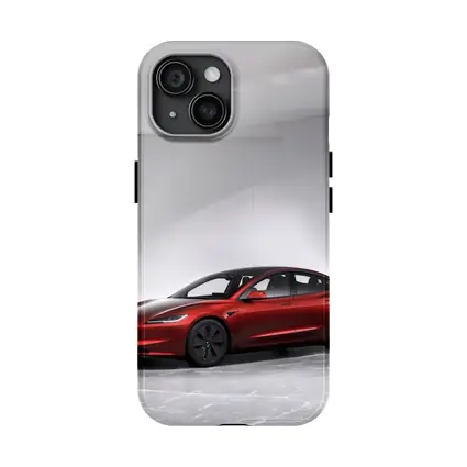 Tesla Model 3 Red Car Studio Background