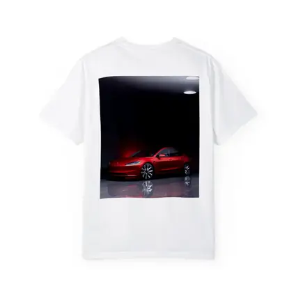 Red Tesla Model 3 Dark Studio Floor