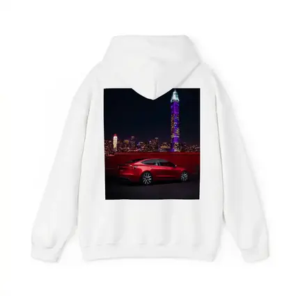 Tesla Model 3 Red City Night Skyline