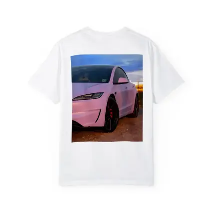 Tesla Model 3 Pink Wrap Sunset Road