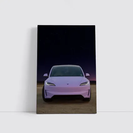 Tesla Model 3 Pink Desert Night Sky