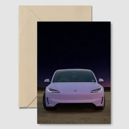 Tesla Model 3 Pink Desert Night Sky