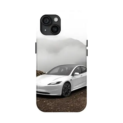 Tesla Model 3 White Misty Mountain Road