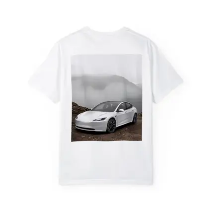 Tesla Model 3 White Misty Mountain Road