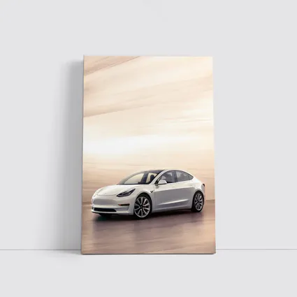 Tesla Model 3 White Speed Blur Background