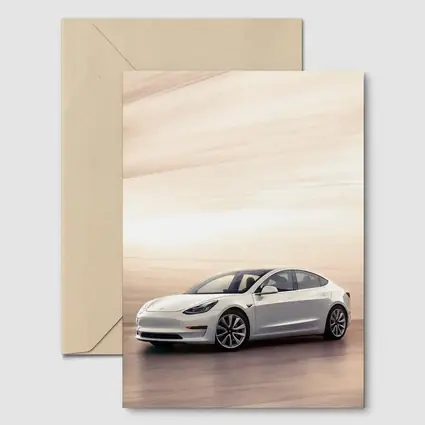 Tesla Model 3 White Speed Blur Background