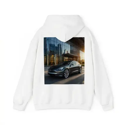 Tesla Model S Gray City Glass Building