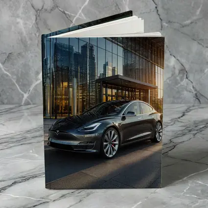 Tesla Model S Gray City Glass Building