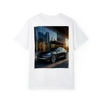Tesla Model S Gray City Glass Building