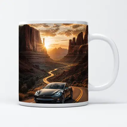 Tesla Model S Desert Canyon Sunset Drive