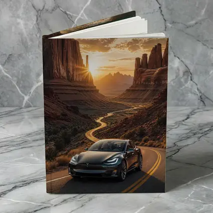 Tesla Model S Desert Canyon Sunset Drive