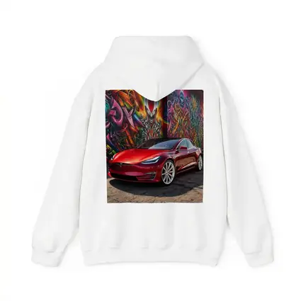 Tesla Model S Red Graffiti Mural Background