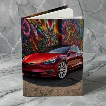 Tesla Model S Red Graffiti Mural Background