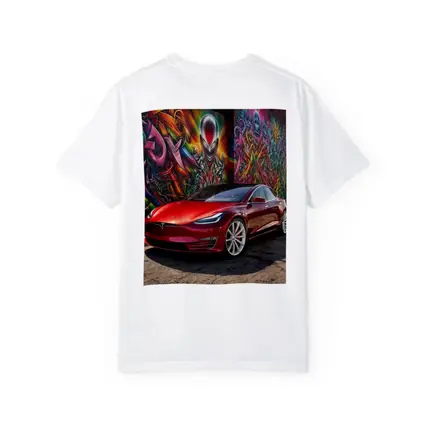 Tesla Model S Red Graffiti Mural Background