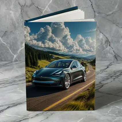 Tesla Model 3 Driving Mountain Road Landscape