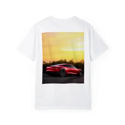Tesla Roadster Red Car Sunset Sky