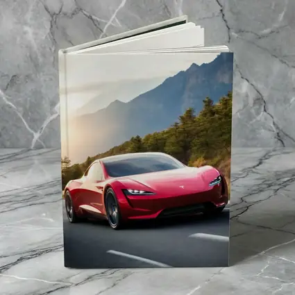 Tesla Roadster Red Sports Car Mountain Road
