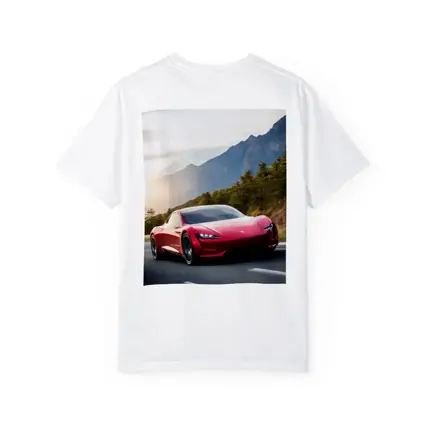 Tesla Roadster Red Sports Car Mountain Road