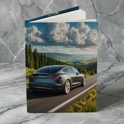 Tesla Model S Driving Forest Mountain Road
