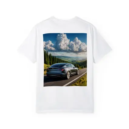 Tesla Model S Driving Forest Mountain Road