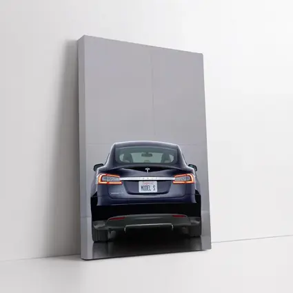 Tesla Model S Rear View Gray Background