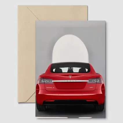 Red Tesla Model S Rear Studio View