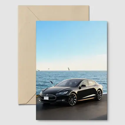 Tesla Model S Black Coastal Ocean View