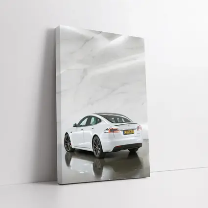 Tesla Model S White Marble Studio Background