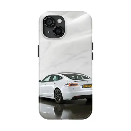 Tesla Model S White Marble Studio Background