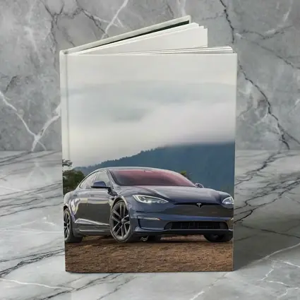 Tesla Model S Parked On Misty Mountain