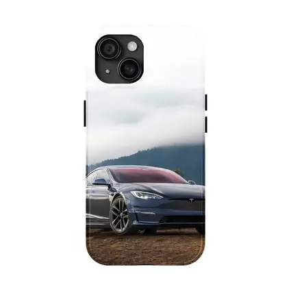 Tesla Model S Parked On Misty Mountain