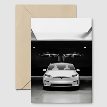 Tesla Model X Falcon Wings Garage Black White
