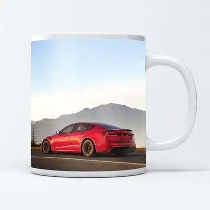 Red Tesla Model S Mountain Road Drive