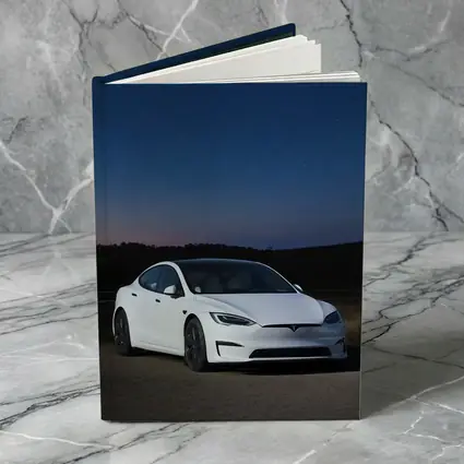 Tesla Model S White Under Night Sky