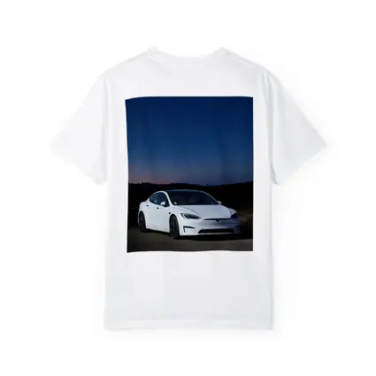 Tesla Model S White Under Night Sky