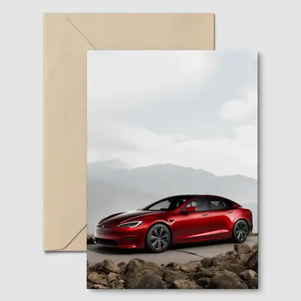 Tesla Model S Red Mountain Road Scene