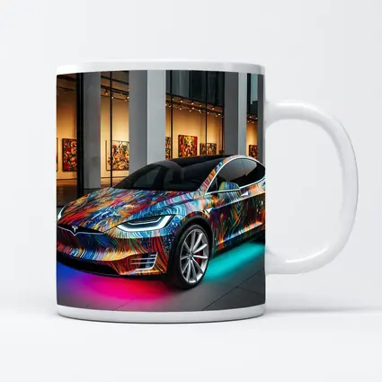 Tesla Model X Colorful Art Gallery Setting