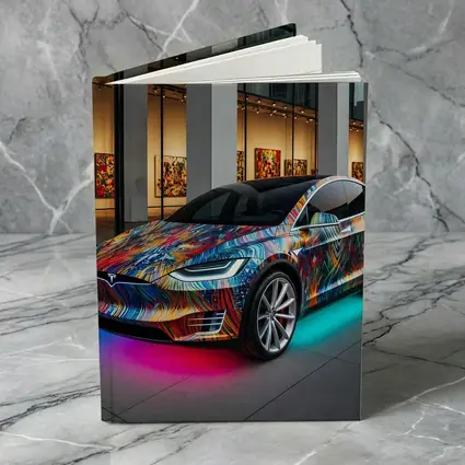 Tesla Model X Colorful Art Gallery Setting