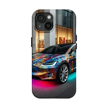 Tesla Model X Colorful Art Gallery Setting