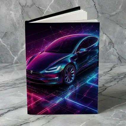 Tesla Model S Neon Cyberpunk Digital Art