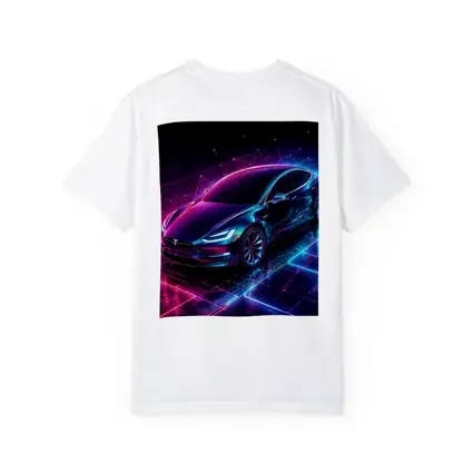 Tesla Model S Neon Cyberpunk Digital Art