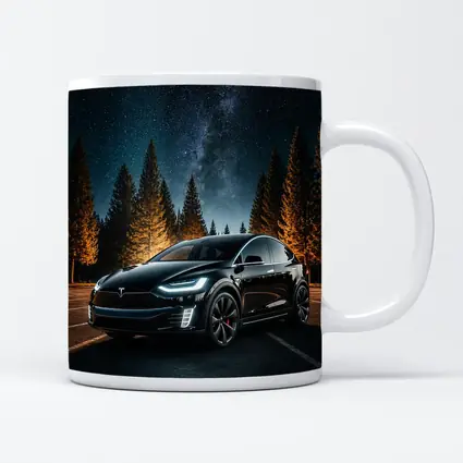 Tesla Model X Black Under Starry Night