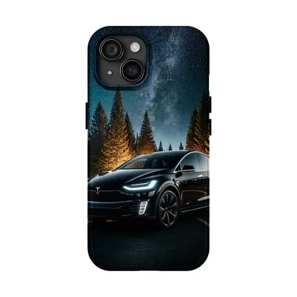 Tesla Model X Black Under Starry Night