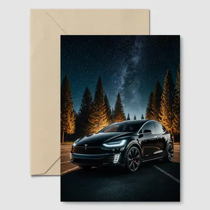 Tesla Model X Black Under Starry Night