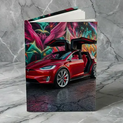 Tesla Model X Red Falcon Wings Graffiti Wall