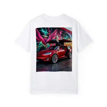 Tesla Model X Red Falcon Wings Graffiti Wall