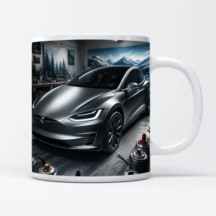 Tesla Model X Silver Car Art Studio