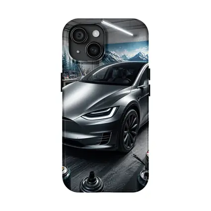 Tesla Model X Silver Car Art Studio