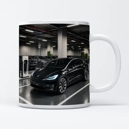 Tesla Model X Black Inside Parking Garage