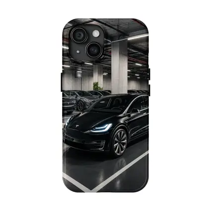 Tesla Model X Black Inside Parking Garage